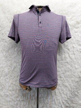 Lululemon Men's Purple Stripped Short-Sleeve Golf Polo Shirt Size S